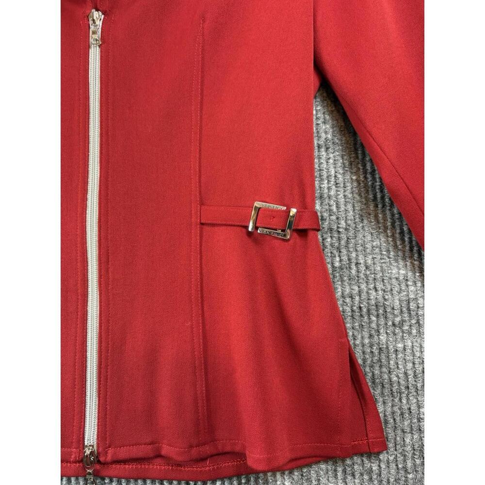 90s Vintage Designer Vertigo Paris Blazer Womens Medium Red Silver Accents Zips - Picture 7 of 15